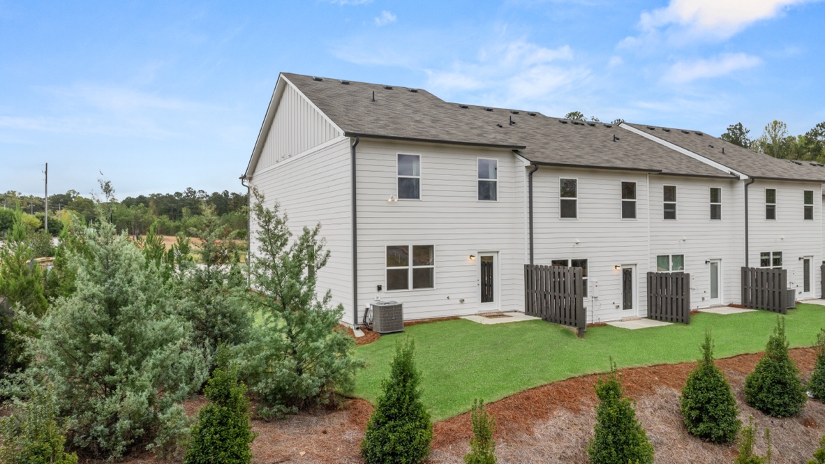 Exterior rear view of townhomes