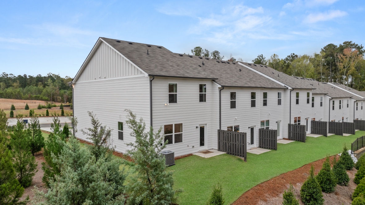 Exterior rear view of townhomes