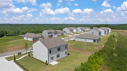 oaks at cedar grove community aerial view from model home