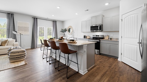 hayden model home kitchen with a large island for bar seating