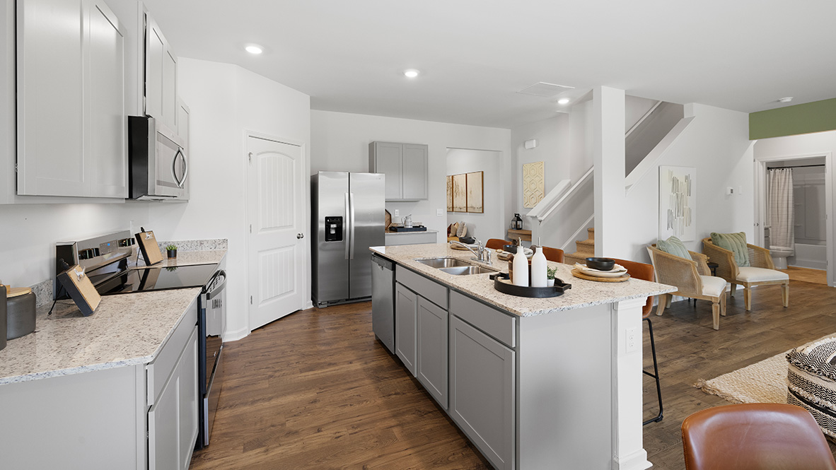 hayden model home kitchen with a large island for bar seating