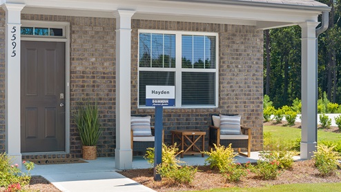 hayden model home exterior at Oaks at cedar grove in fairburn, georgia