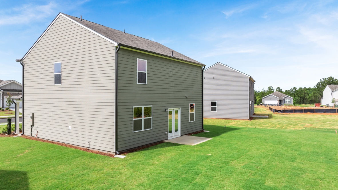 Rear exterior of the Belhaven floor plan at Oaks at Cedar Grove