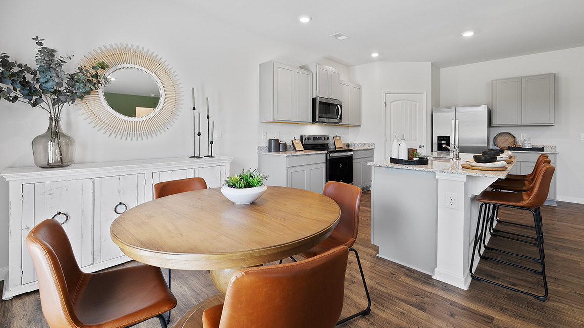 Interior dining area open to kitchen