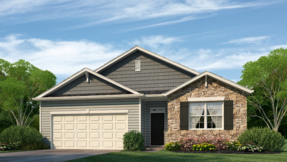 Exterior home with stone detailing