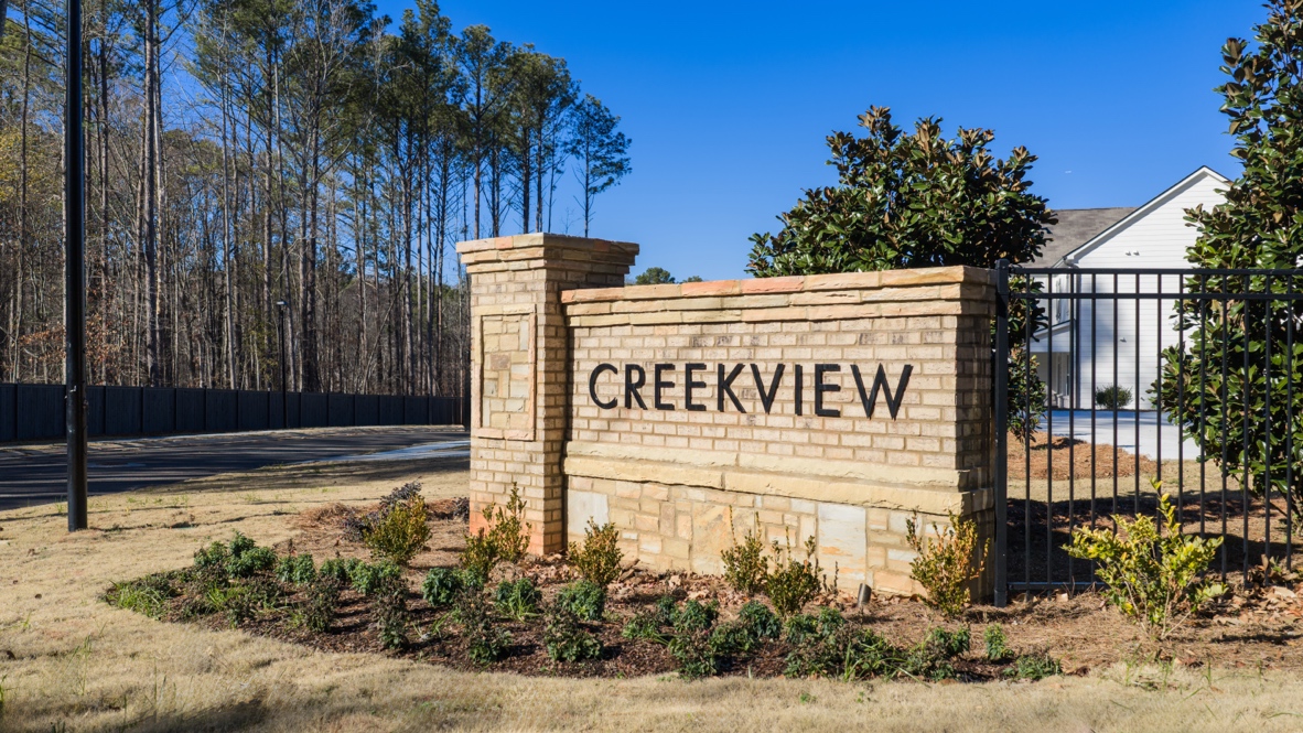 Creekview community entrance monument
