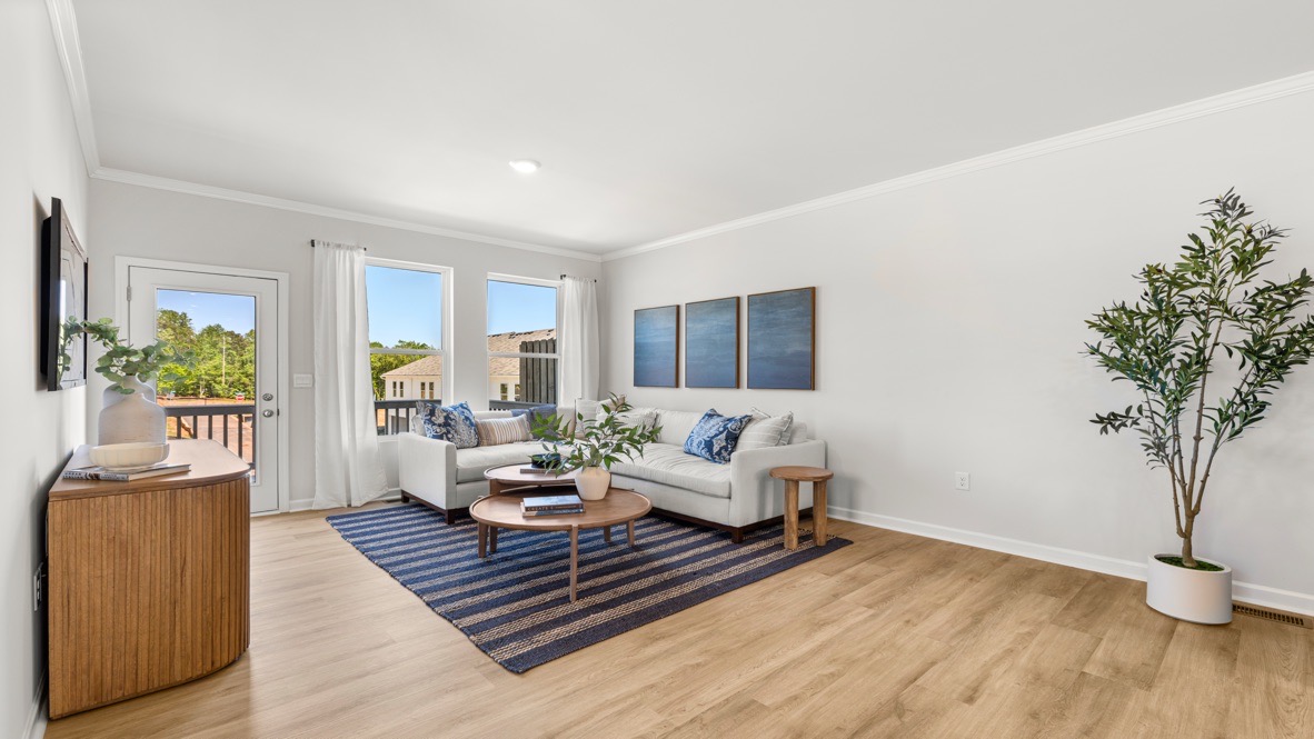 Interior living area with large windows