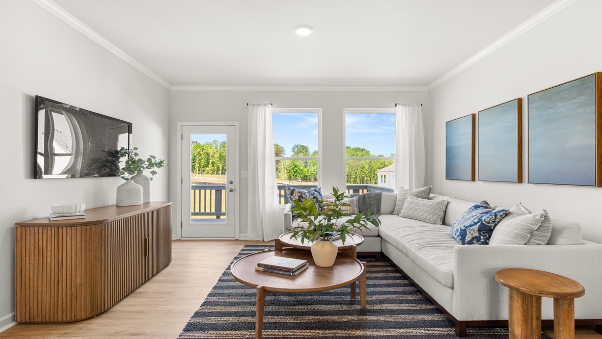 Interior living area with large windows