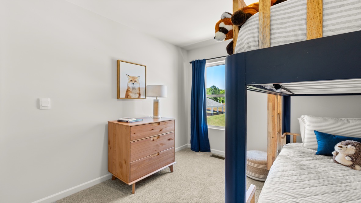 Interior bedroom with large window