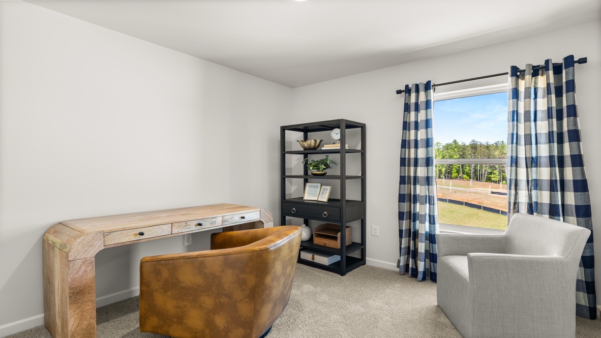 Interior bedroom with large window