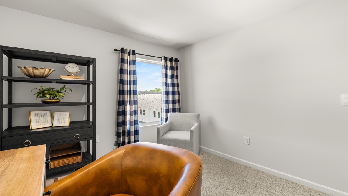 Interior bedroom with large window