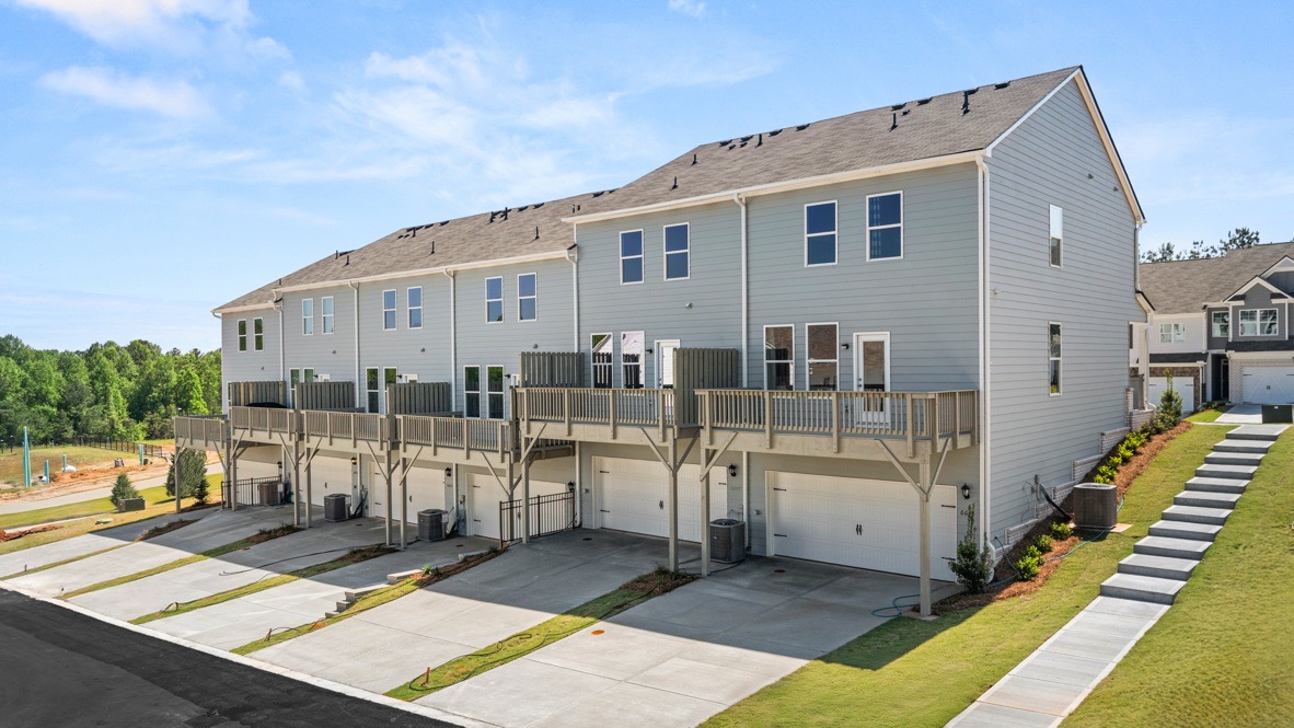 Exterior rear view of townhomes
