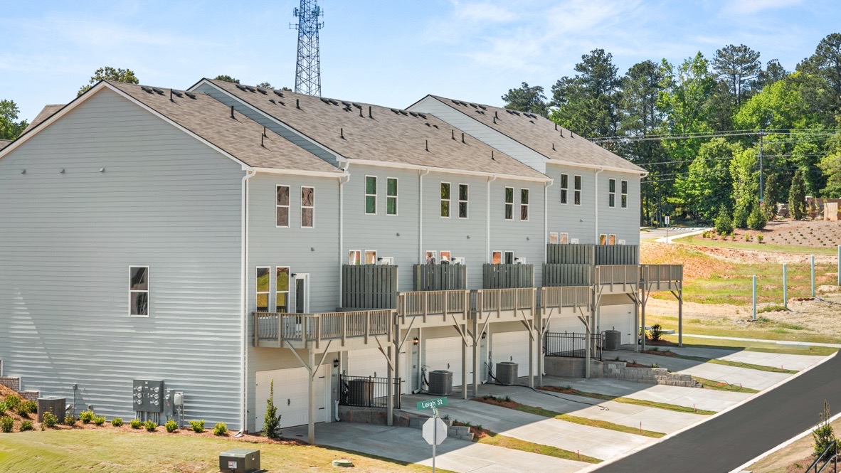 Exterior rear view of townhomes