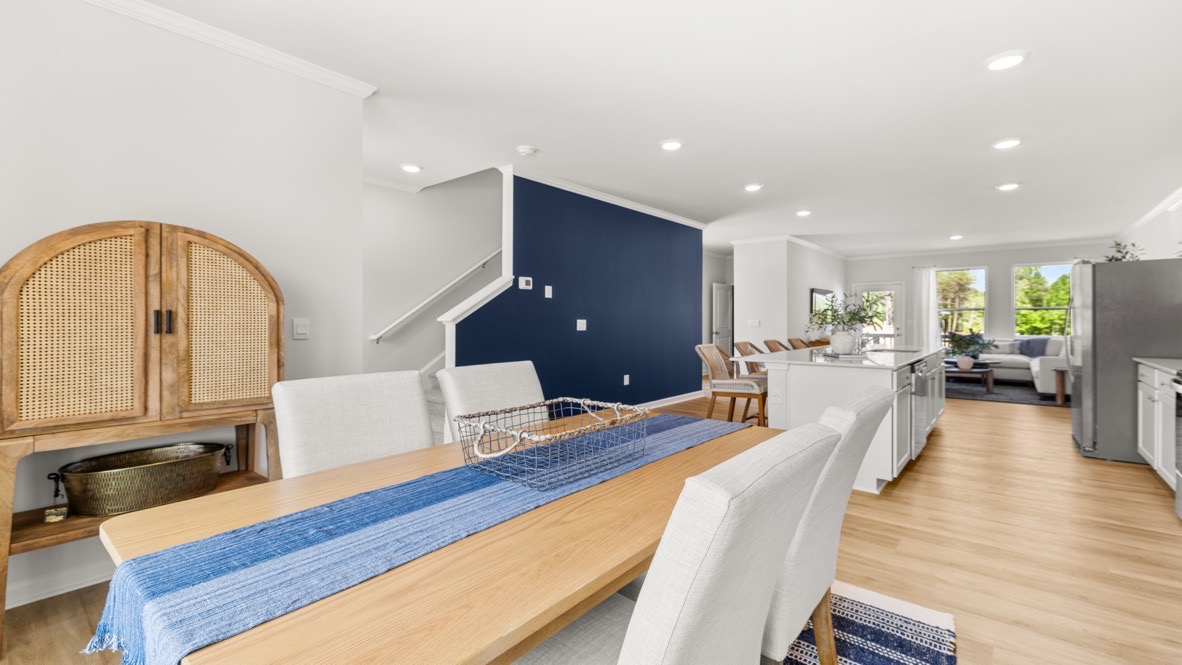 Interior dining area open to kitchen