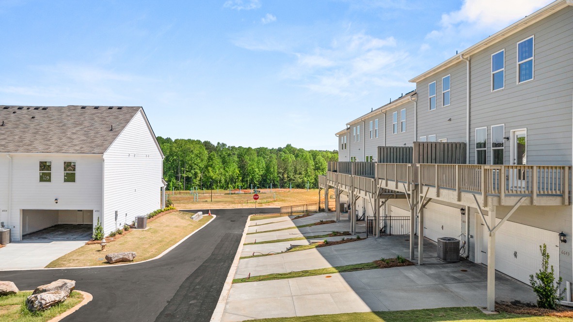 Exterior back view of homes