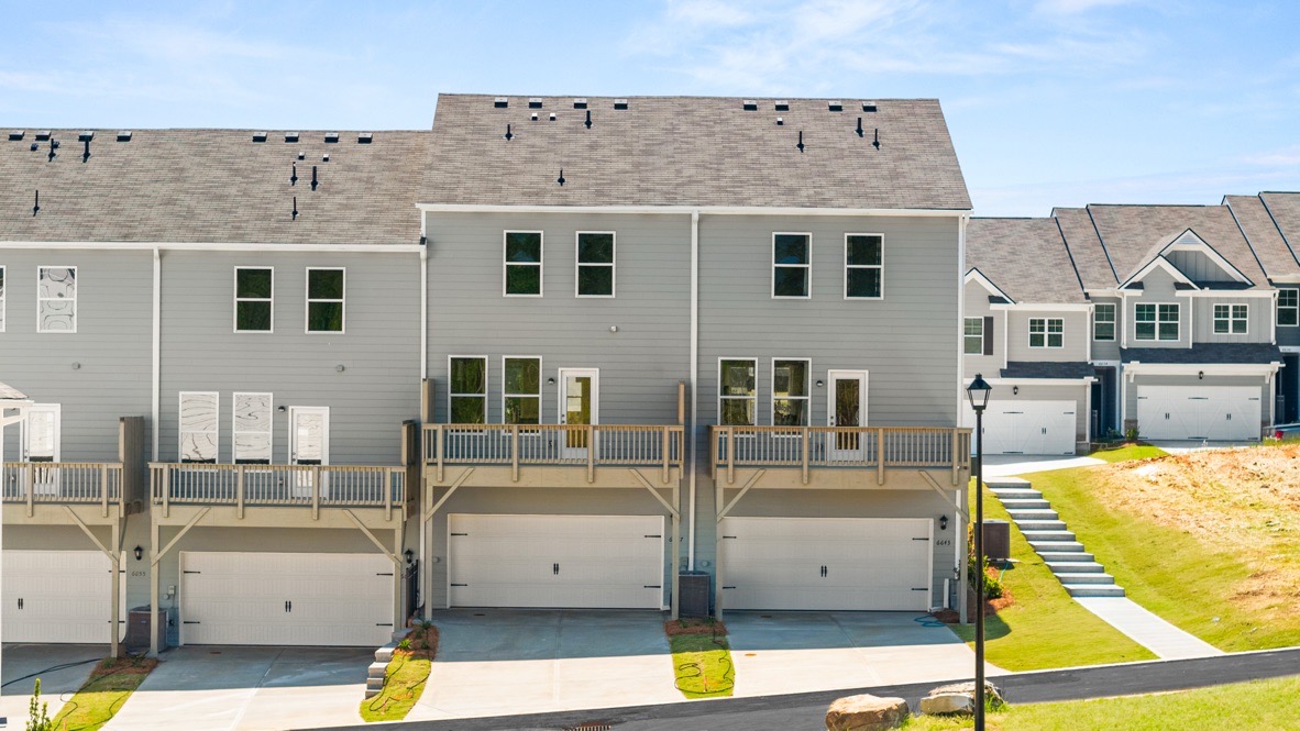 Exterior back view of homes