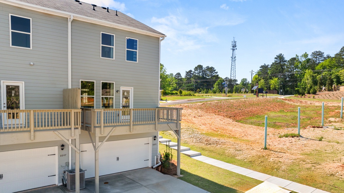 Exterior back view of homes