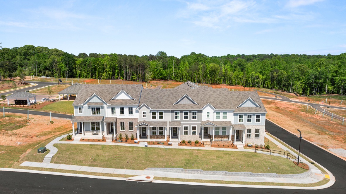 Exterior two-story homes with stone detailing