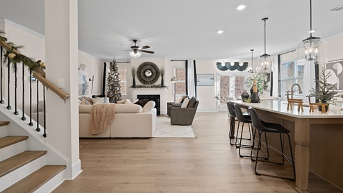 Open concept kitchen and living room.