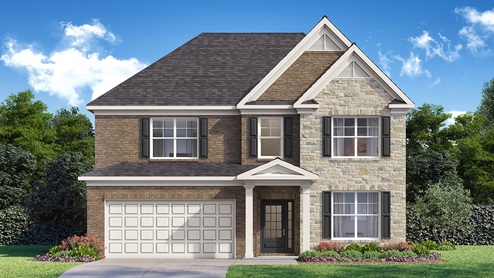 bellview front exterior rendering of elevation F at butner estates in south fulton georgia