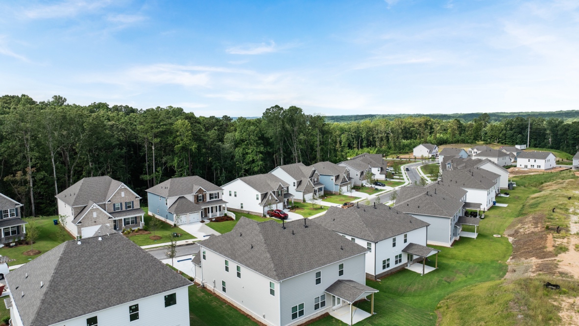 Exterior two-story homes with cladding