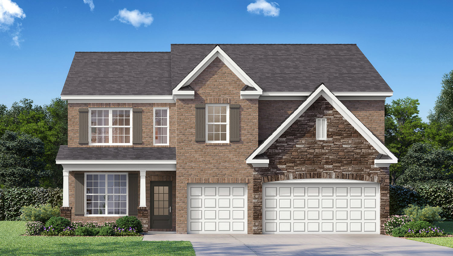 Front exterior rendering of the Grayson floorplan at Butner Estates in South Fulton, GA
