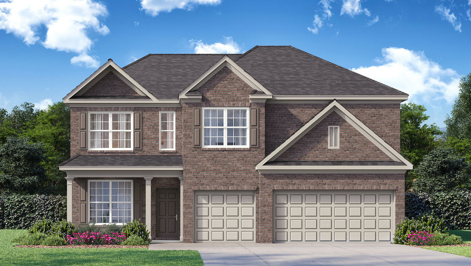 Front exterior rendering of the Grayson floorplan at Butner Estates in South Fulton, GA