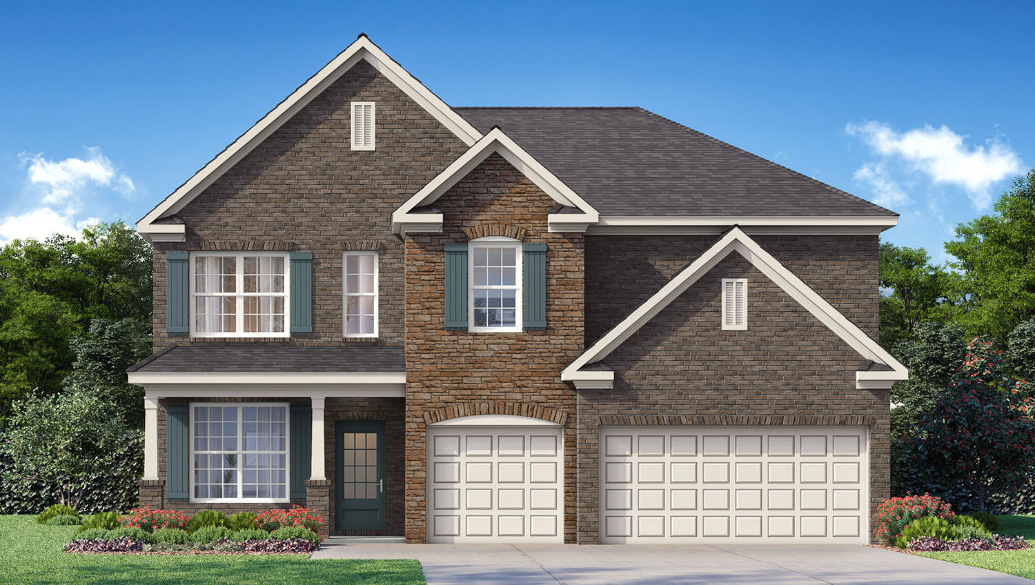 Front exterior rendering of the Grayson floorplan at Butner Estates in South Fulton, GA