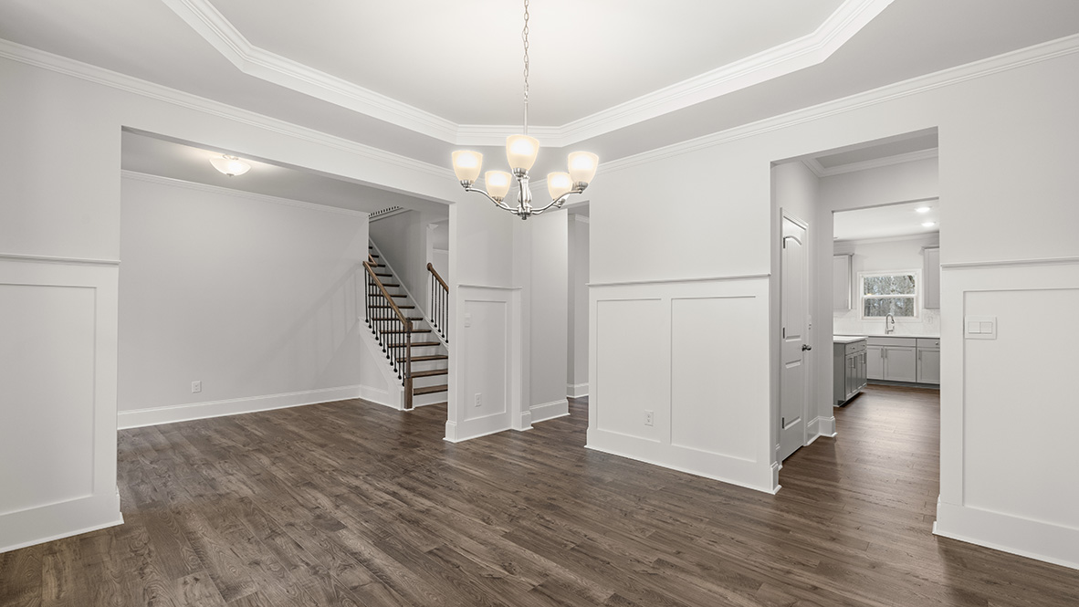 Interior flex room with large windows