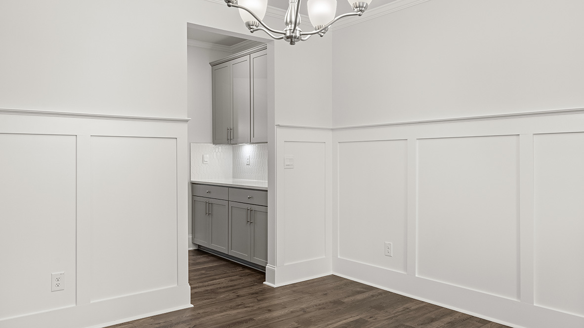 Interior flex room with large windows