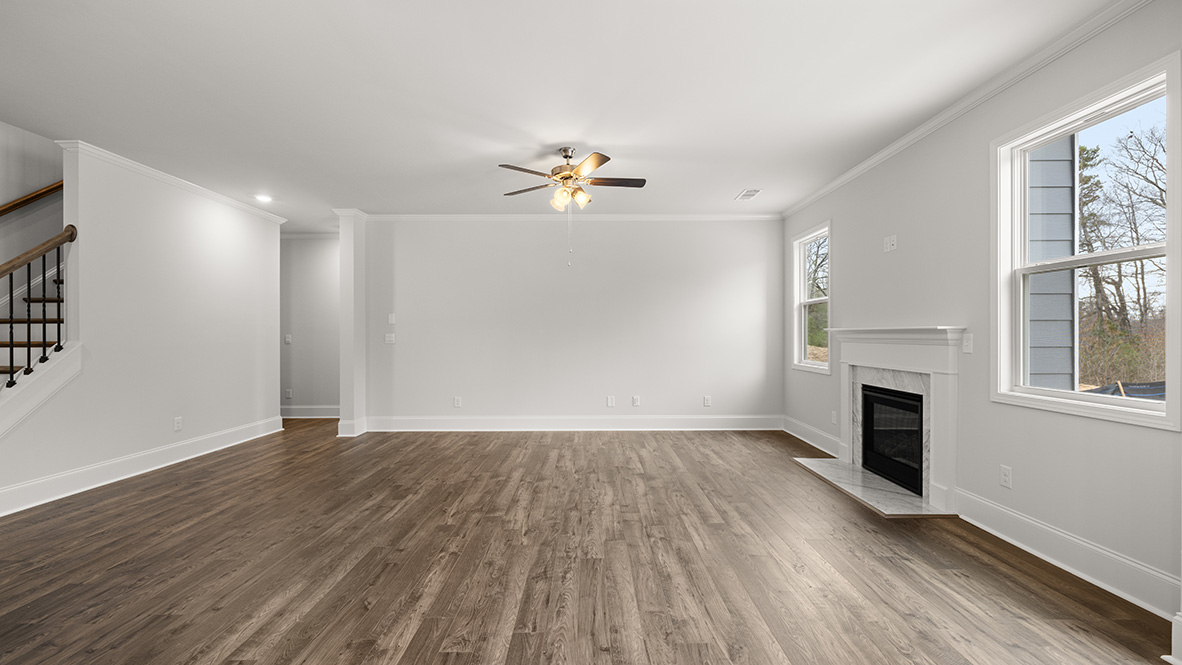 Interior living area with fire place