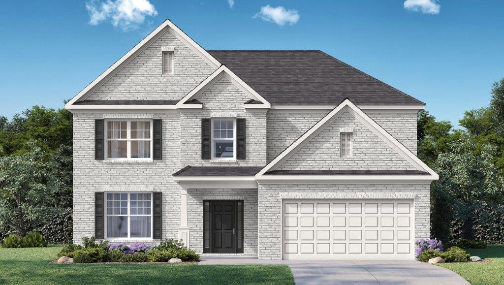 Front exterior rendering of the Lynnbrook floorplan at Butner Estates in South Fulton, GA