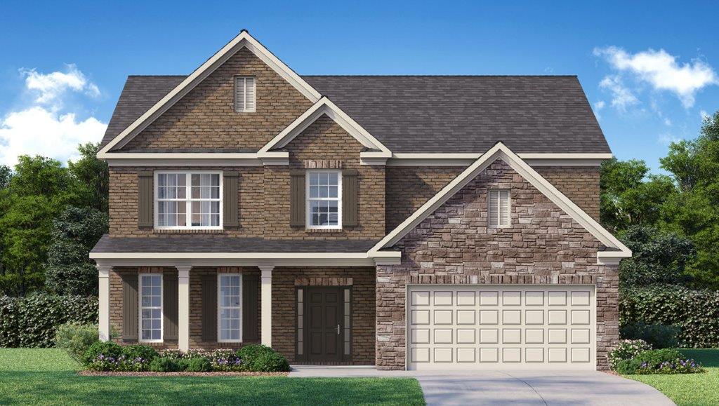 Front exterior rendering of the Lynnbrook floorplan at Butner Estates in South Fulton, GA