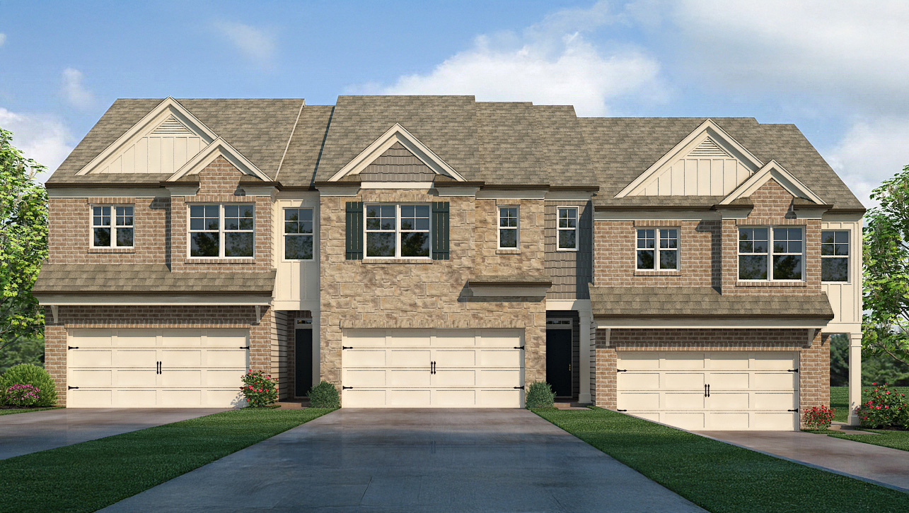 Salisbury floorplan rendering for Carlton townhomes in Douglasville, GA