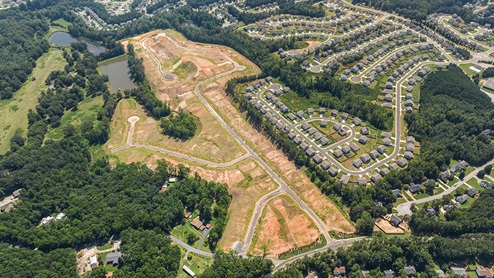 thompson ridge aerial view of home lots in dallas georgia