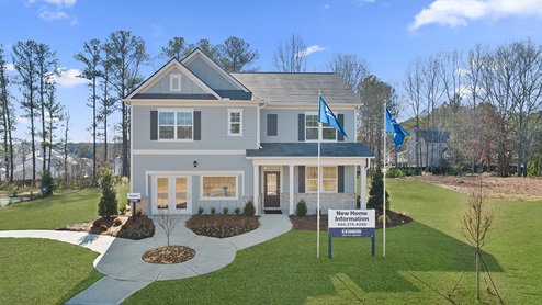 hayden two story single family home exterior at thompson ridge in dallas georgia