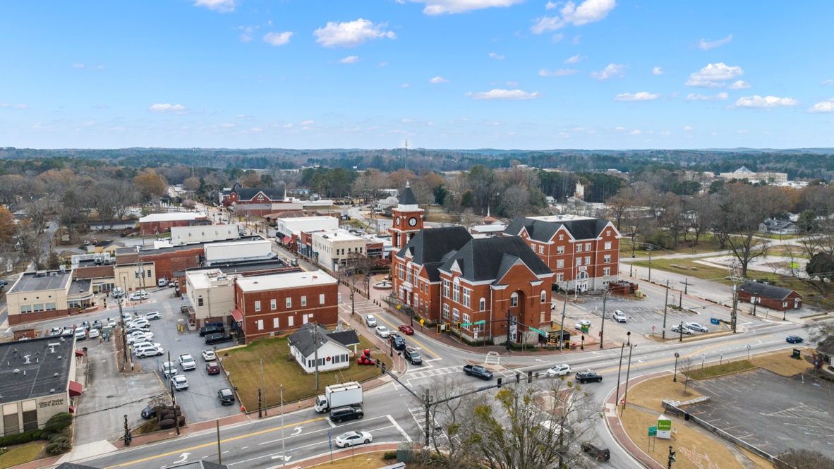Aerial shot of downtown Dallas, GA