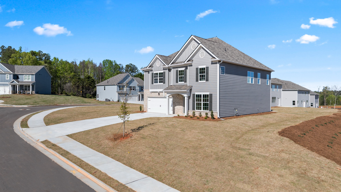 Exterior of the Halton floorplan at Thompson Ridge in Dallas, GA