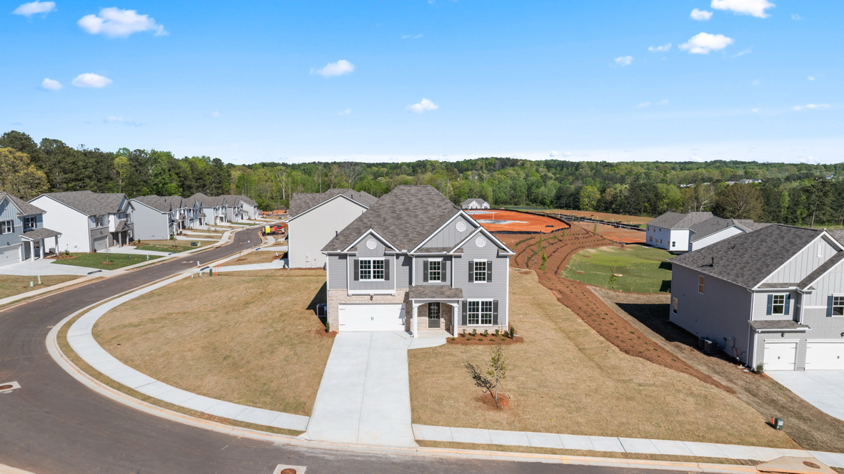 Exterior of the Halton floorplan at Thompson Ridge in Dallas, GA