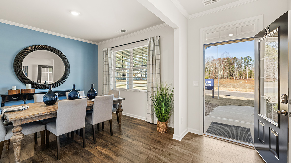 Interior entry-way next to flex room and leading to living area
