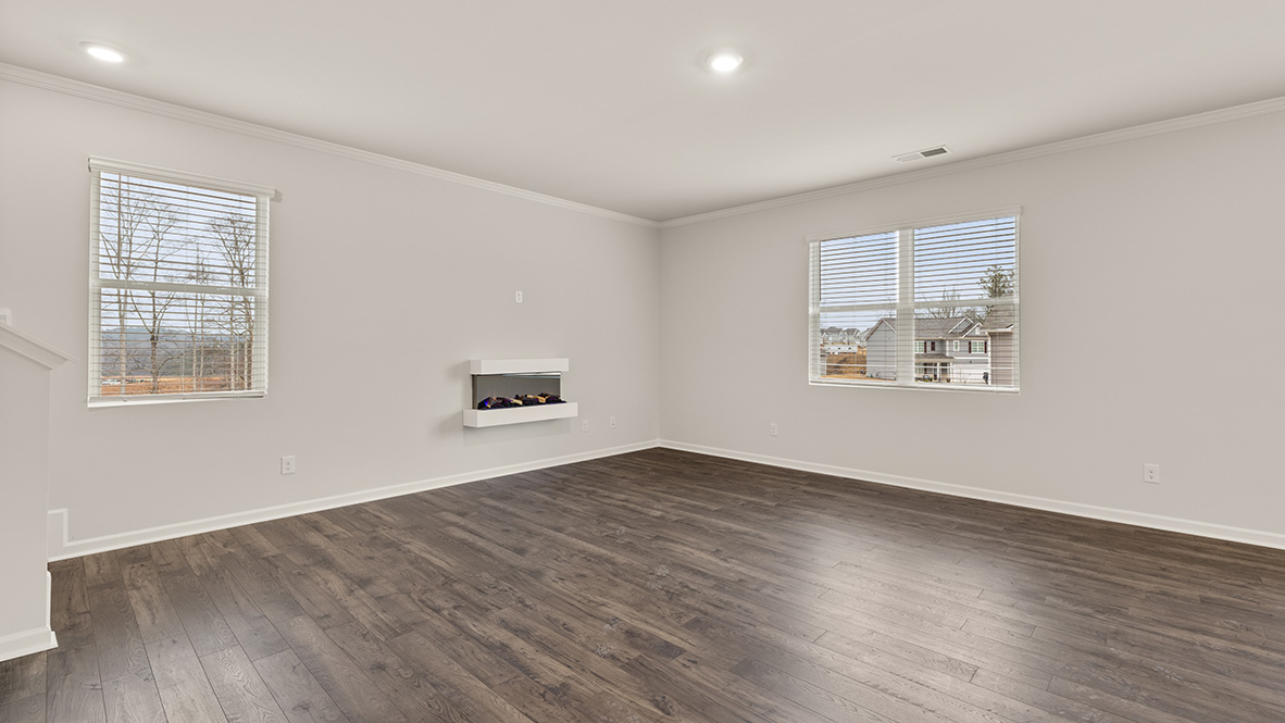 living room with hardwood like flooring