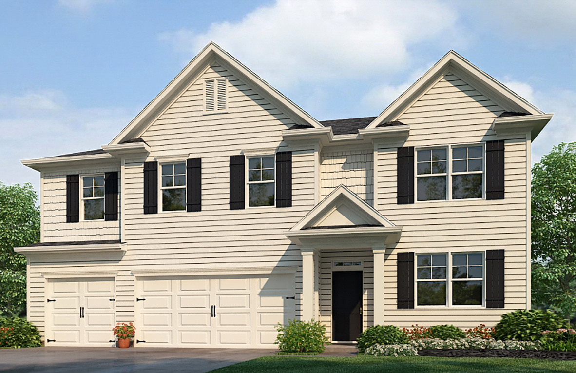 mansfield two story single family home exterior rendering at thompson ridge in dallas georgia