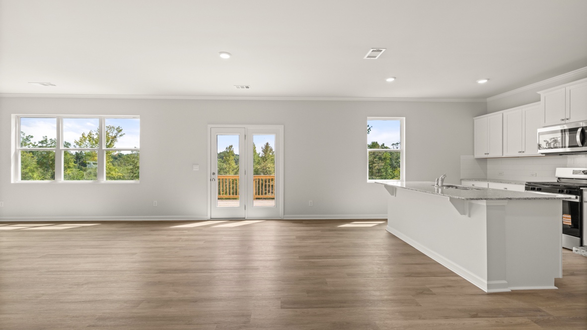 Interior living area open to kitchen