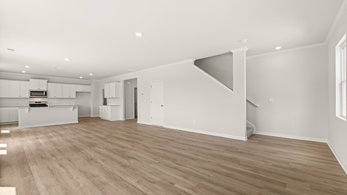 Interior living area next to staircase