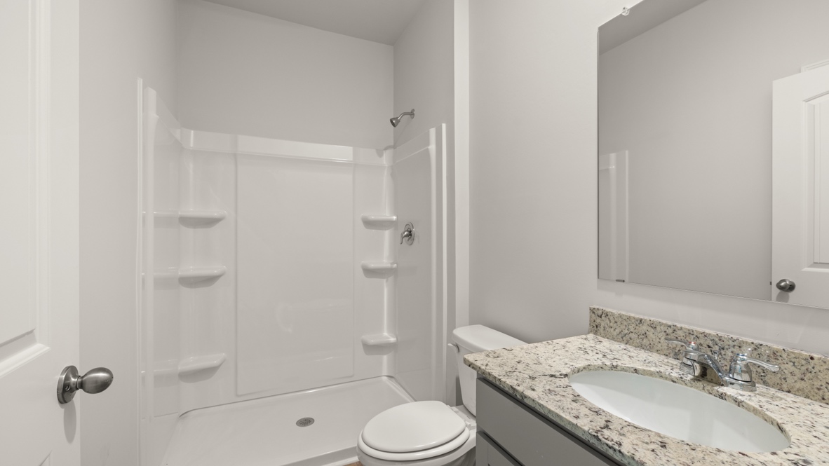 Interior bathroom with sink and shower