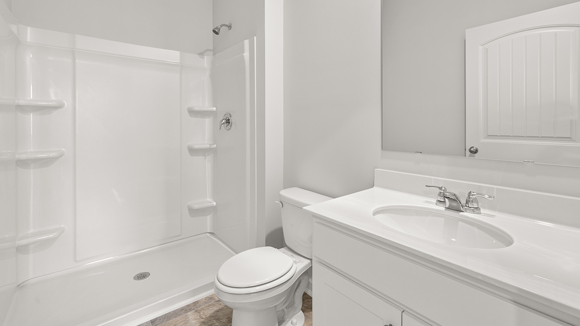 Interior bathroom with sink and shower