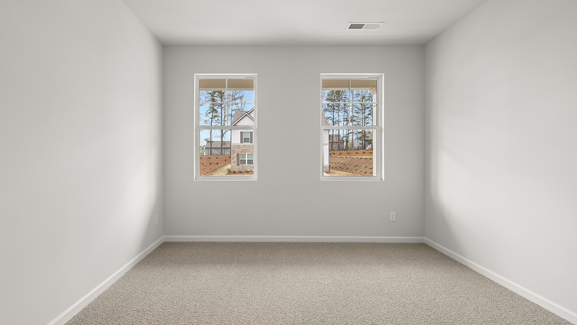 Interior bedroom with large windows