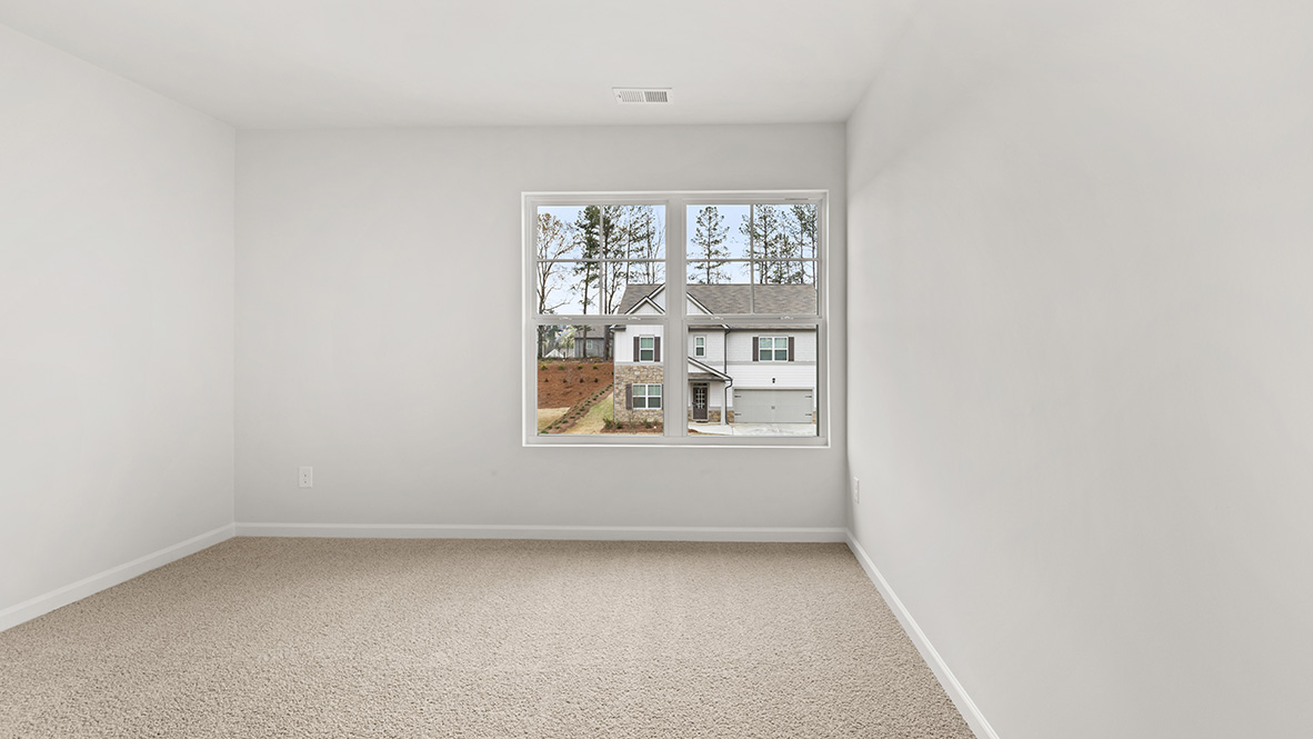 Interior bedroom with large window