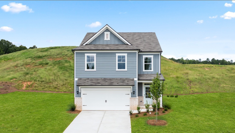 Sheffield Highlands By D.R. Horton, Dallas, GA front exterior of the Harbor floor plan