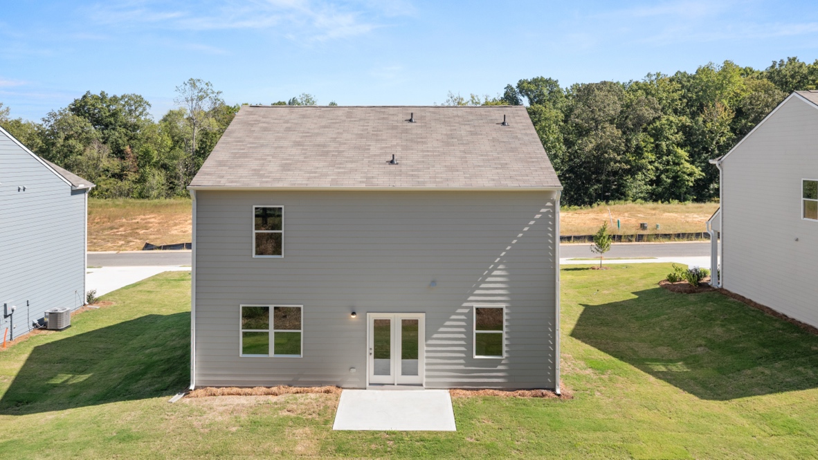 Exterior rear view of homes